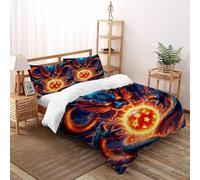SHOVERKD Dragon Dragon Balle Housse De Couette 3 Pièces Myth Mythical Creature Imprimé De Couvre-Lit Microfibre pour Chambre À Coucher Doux Et Confortable avec 2 Taie d'oreiller Super King（260x220cm）