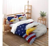SHOVERKD Drapeau Aigle Housse De Couette Super King（260x220cm） Parure De Lit Adulte Ave Fermeture Éclair Patriotic Sky Animal Housse De Couette Imprimée Et 2 Taie d'oreiller