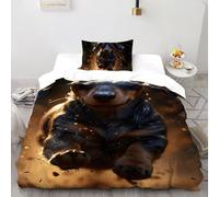 SHOVERKD Dynamique Chiot Liberté Sprint Housse De Couette Single（135x200cm） Imprimé 3D Mignon Animal pour Garçons Et Filles en Microfibre Respirant avec Fermeture Éclair Literie Doux