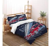 SHOVERKD Échelle de Camion de Pompiers Housse De Couette 3 Pièces Sports Themes Parure De Lit Microfibre pour Adulte Et Enfant avec 2 Taie d'oreiller Double（200x200cm）