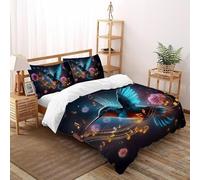 SHOVERKD Emballage HummingOiseau Joie Housse De Couette Double（200x200cm） Imprimé 3D WildVie Forêt Terre pour Enfants Et Adolescents en Microfibre Respirant avec Fermeture Éclair Literie Doux