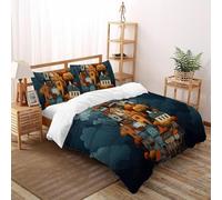 SHOVERKD Empilé Fantaisie Village Maison Ensemble De Lit Super King(260x220cm) Impression 3D pour Enfants Et Adolescents en Microfibre Respirant avec Fermeture Éclair Literie Doux