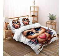 SHOVERKD Enchanté Hibou Amour Gardien Parure De Lit Super King（260x220cm） Impression 3D WildVie Forêt Terre pour Enfants Et Adolescents en Microfibre Respirant avec Fermeture Éclair Literie Doux