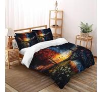 SHOVERKD Enchanté Un Jour Nuit Symphonie Parure De Lit Double（200x200cm） Imprimé 3D pour Enfants Et Adolescents en Microfibre Respirant avec Fermeture Éclair Literie Confort
