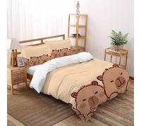 SHOVERKD Enchantement Capybara Rassemblement Parure De Lit Double（200x200cm） Impression 3D Mignon Animal pour Garçons Et Filles en Microfibre Respirant avec Fermeture Éclair Literie Confort
