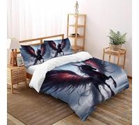 SHOVERKD Enfer Aile Pégase Parure De Lit Super King(260x220cm) Impression 3D Fantaisie Animal pour Garçons Et Filles en Microfibre Respirant avec Fermeture Éclair Literie Confort