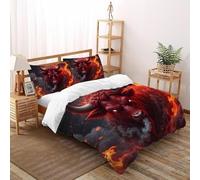SHOVERKD Enfer Flamme Taureau Parure De Lit King(220x240cm) Imprimé 3D Faune Let Animal pour Enfants Et Adolescents en Microfibre Respirant avec Fermeture Éclair Literie Doux
