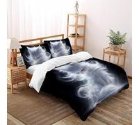 SHOVERKD Éthéré Chat Esprit Onirique Ensemble De Lit Super King（260x220cm） Impression 3D Mignon Animal pour Famille en Microfibre Respirant avec Fermeture Éclair Literie Confort