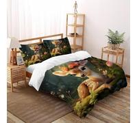 SHOVERKD Fée Cerf Allégresse Housse De Couette Double（200x200cm） Impression 3D WildVie Let Terre pour Garçons Et Filles en Microfibre Respirant avec Fermeture Éclair Literie Confort