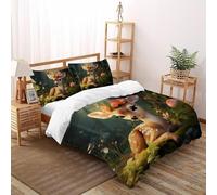SHOVERKD Fée Cerf Allégresse Housse De Couette King（220x240cm） Imprimé 3D WildVie Let Terre pour Enfants Et Adolescents en Microfibre Respirant avec Fermeture Éclair Literie Confort