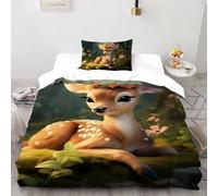 SHOVERKD Fée Cerf Allégresse Housse De Couette Single（135x200cm） Imprimé 3D WildVie Let Terre pour Famille en Microfibre Respirant avec Fermeture Éclair Literie Confort