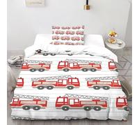 SHOVERKD Feu Camion Échelle Carnaval Housse De Couette Single（135x200cm） Imprimé 3D Véhicule pour Garçons Et Filles en Microfibre Respirant avec Fermeture Éclair Literie Doux