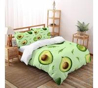 SHOVERKD Feuille d'avocat Housse De Couette 3 Pièces Fresh Pastoral Plants Imprimé De Couvre-Lit Microfibre pour Adulte Et Enfant avec 2 Taie d'oreiller Double（200x200cm）