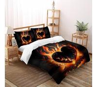 SHOVERKD Flamboyant Cœur Majesté Housse De Couette King（220x240cm） Imprimé 3D pour Famille en Microfibre Respirant avec Fermeture Éclair Literie Confort