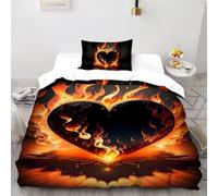 SHOVERKD Flamboyant Cœur Majesté Housse De Couette Single（135x200cm） Impression 3D pour Famille en Microfibre Respirant avec Fermeture Éclair Literie Doux