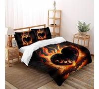 SHOVERKD Flamboyant Cœur Majesté Parure De Lit Double（200x200cm） Impression 3D pour Garçons Et Filles en Microfibre Respirant avec Fermeture Éclair Literie Confort