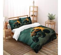 SHOVERKD Flamme Enfer Monstre Camion Ensemble De Lit Super King(260x220cm) Impression 3D pour Enfants Et Adolescents en Microfibre Respirant avec Fermeture Éclair Literie Doux