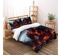 SHOVERKD Flamme Gorille Titan Housse De Couette King(220x240cm) Impression 3D Let Animal pour Enfants Et Adolescents en Microfibre Respirant avec Fermeture Éclair Literie Confort