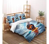 SHOVERKD Flamme Poing Parure De Lit Double(200x200cm) Impression 3D pour Famille en Microfibre Respirant avec Fermeture Éclair Literie Doux