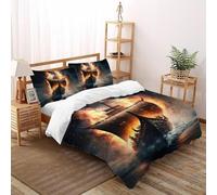 SHOVERKD Flamme Voilier Parure De Lit Double(200x200cm) Imprimé 3D Transport pour Famille en Microfibre Respirant avec Fermeture Éclair Literie Confort