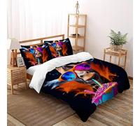 SHOVERKD Girafe Lunettes Rose Milk-Shake Parure De Lit Double（200x200cm） Impression 3D Faune Terre Animal pour Famille en Microfibre Respirant avec Fermeture Éclair Literie Confort