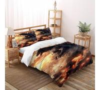 SHOVERKD Godzilla Explosion Housse De Couette 3 Pièces Animal Themes Wildlife 3D Motif Imprimé Linge De Lit Microfibre pour Adulte Et Enfant avec 2 Taie d'oreiller Double（200x200cm）