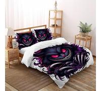 SHOVERKD Gothique CChapeau Cauchemar Housse De Couette Double(200x200cm) Impression 3D Adorable Animaux pour Famille en Microfibre Respirant avec Fermeture Éclair Literie Doux