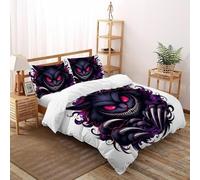 SHOVERKD Gothique CChapeau Cauchemar Parure De Lit Super King（260x220cm） Imprimé 3D Adorable Animaux pour Famille en Microfibre Respirant avec Fermeture Éclair Literie Confort