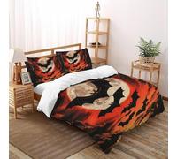 SHOVERKD Gothique Chauve-Souris Alliance Parure De Lit Double（200x200cm） Imprimé 3D Faune Forêt Animaux pour Famille en Microfibre Respirant avec Fermeture Éclair Literie Confort