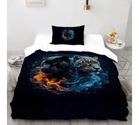 SHOVERKD Jumeau Panthère Paradoxe Parure De Lit Single（135x200cm） Imprimé 3D Faune Terre Animaux pour Famille en Microfibre Respirant avec Fermeture Éclair Literie Confort