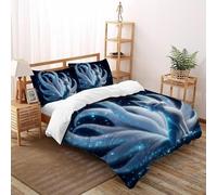 SHOVERKD Kitsune Esprit Gardien Parure De Lit Double（200x200cm） Impression 3D Faune Fantaisie Animaux pour Garçons Et Filles en Microfibre Respirant avec Fermeture Éclair Literie Confort