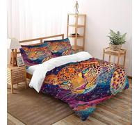 SHOVERKD Leopard coloré Housse De Couette 3 Pièces Animal Theme Faune Sauvage Imprimé De Couvre-Lit Microfibre pour Chambre À Coucher Doux Et Confortable avec 2 Taie d'oreiller Double(200x200cm)