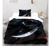 SHOVERKD Loup Noir Chevalier Loup-Garou Parure De Lit Single（135x200cm） Imprimé 3D Fantaisie Faune Animal pour Famille en Microfibre Respirant avec Fermeture Éclair Literie Doux