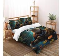 SHOVERKD Loutre Lotus Harmonie Ensemble De Lit Double(200x200cm) Impression 3D Adorable Animaux pour Garçons Et Filles en Microfibre Respirant avec Fermeture Éclair Literie Confort