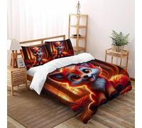 SHOVERKD Ludique Renard Esprit Ensemble De Lit Double（200x200cm） Impression 3D WildVie Forêt Animal pour Garçons Et Filles en Microfibre Respirant avec Fermeture Éclair Literie Doux