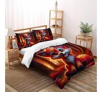 SHOVERKD Ludique Renard Esprit Ensemble De Lit Super King（260x220cm） Impression 3D WildVie Forêt Animal pour Enfants Et Adolescents en Microfibre Respirant avec Fermeture Éclair Literie Confort
