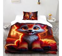 SHOVERKD Ludique Renard Esprit Parure De Lit Single（135x200cm） Imprimé 3D WildVie Forêt Animal pour Enfants Et Adolescents en Microfibre Respirant avec Fermeture Éclair Literie Doux