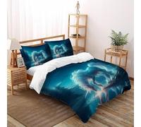 SHOVERKD Lunaire Licorne Sérénité Parure De Lit Super King（260x220cm） Impression 3D Faune Fantaisie Animaux pour Famille en Microfibre Respirant avec Fermeture Éclair Literie Confort