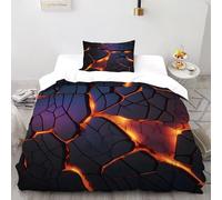 SHOVERKD Magma Polygone Lueur Lave Fissure Housse De Couette Single（135x200cm） Impression 3D pour Enfants Et Adolescents en Microfibre Respirant avec Fermeture Éclair Literie Doux