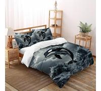 SHOVERKD Majestueux Orque Parure De Lit King(220x240cm) Imprimé 3D Sauvage Marin Animal pour Famille en Microfibre Respirant avec Fermeture Éclair Literie Confort
