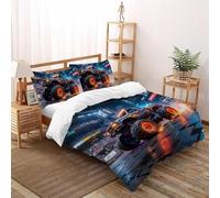 SHOVERKD Monstre Camion Chaos Ensemble De Lit Double(200x200cm) Impression 3D pour Enfants Et Adolescents en Microfibre Respirant avec Fermeture Éclair Literie Confort