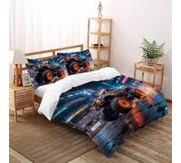 SHOVERKD Monstre Camion Chaos Housse De Couette King(220x240cm) Impression 3D pour Enfants Et Adolescents en Microfibre Respirant avec Fermeture Éclair Literie Confort
