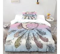 SHOVERKD Moon Attrape-rêves Housse De Couette 2 Pièces Aesthetic Craft Moon 3D Motif Imprimé Ensemble Literie Microfibre Adulte avec Fermeture Éclair Et Taies d'oreiller Single（135x200cm）