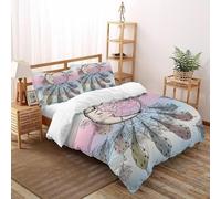 SHOVERKD Moon Attrape-rêves Imprimé Parure De Lit Microfibre Super Douce Et Respirante Aesthetic Craft Moon Housses De Couettes 3 Pièces Et 2 Taie d'oreiller Super King（260x220cm）