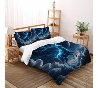 SHOVERKD Nébuleuse Cerf Odyssée Ensemble De Lit King（220x240cm） Imprimé 3D WildVie Let Animal pour Garçons Et Filles en Microfibre Respirant avec Fermeture Éclair Literie Doux