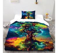 SHOVERKD Néon Lueur Arbre Symphonie Parure De Lit Single(135x200cm) Impression 3D Sauvage Plante pour Garçons Et Filles en Microfibre Respirant avec Fermeture Éclair Literie Doux