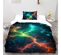 SHOVERKD Neural Cosmos Synaptique Parure De Lit Single（135x200cm） Impression 3D Univers Galaxie pour Famille en Microfibre Respirant avec Fermeture Éclair Literie Confort