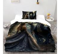 SHOVERKD Obsidienne Dragon Princesse Parure De Lit Single(135x200cm) Impression 3D Fée Tale Fantaisie pour Famille en Microfibre Respirant avec Fermeture Éclair Literie Confort