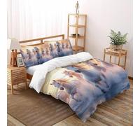 SHOVERKD Océan Cheval Liberté Courir Ensemble De Lit Super King（260x220cm） Impression 3D WildVie Let Animal pour Famille en Microfibre Respirant avec Fermeture Éclair Literie Doux