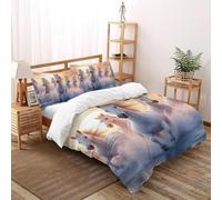 SHOVERKD Océan Cheval Liberté Courir Housse De Couette Double（200x200cm） Imprimé 3D WildVie Let Animal pour Famille en Microfibre Respirant avec Fermeture Éclair Literie Doux